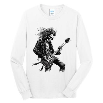 Skeleton Guitar Guy Rock And Roll Band Rock On Tall Long Sleeve T-Shirt