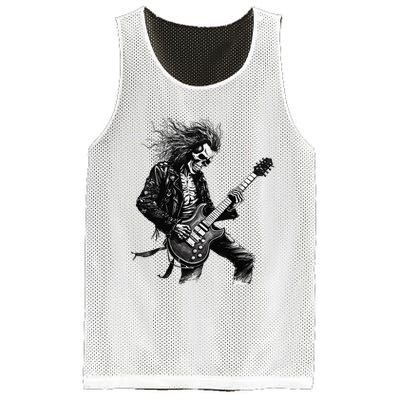 Skeleton Guitar Guy Rock And Roll Band Rock On Mesh Reversible Basketball Jersey Tank