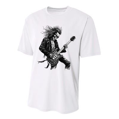 Skeleton Guitar Guy Rock And Roll Band Rock On Performance Sprint T-Shirt