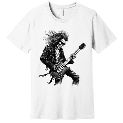 Skeleton Guitar Guy Rock And Roll Band Rock On Premium T-Shirt