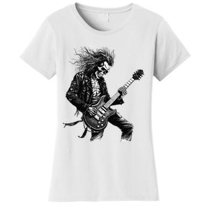 Skeleton Guitar Guy Rock And Roll Band Rock On Women's T-Shirt