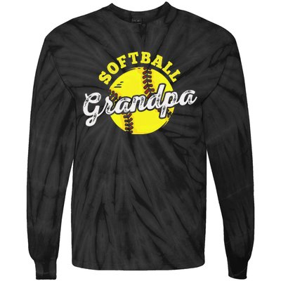 Softball Grandpa Grandfather Father's Day Tie-Dye Long Sleeve Shirt