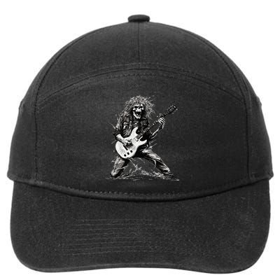 Skeleton Guitar Guy Rock And Roll Band Rock On 7-Panel Snapback Hat