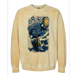 Starry Guitar Gifts Guitarist Rock Concert Festival Guitar Colorblast Crewneck Sweatshirt