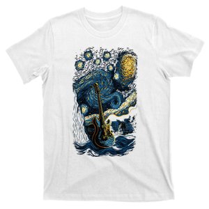 Starry Guitar Gifts Guitarist Rock Concert Festival Guitar T-Shirt