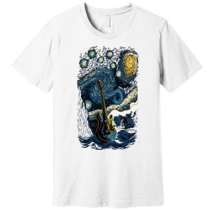 Starry Guitar Gifts Guitarist Rock Concert Festival Guitar Premium T-Shirt