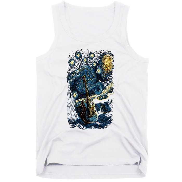 Starry Guitar Gifts Guitarist Rock Concert Festival Guitar Tank Top