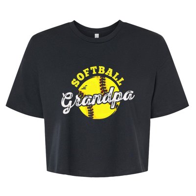 Softball Grandpa Grandfather FatherS Day Bella+Canvas Jersey Crop Tee