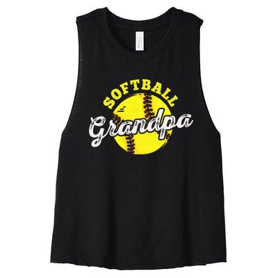 Softball Grandpa Grandfather FatherS Day Women's Racerback Cropped Tank