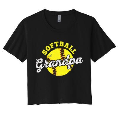 Softball Grandpa Grandfather FatherS Day Women's Crop Top Tee