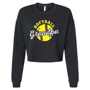 Softball Grandpa Grandfather FatherS Day Cropped Pullover Crew