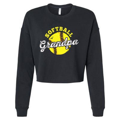 Softball Grandpa Grandfather FatherS Day Cropped Pullover Crew