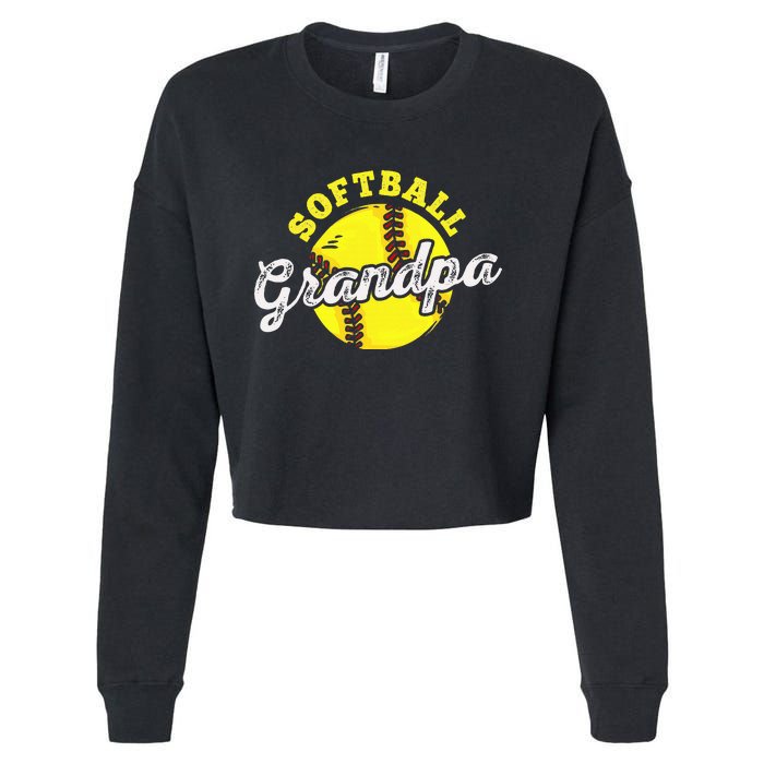 Softball Grandpa Grandfather FatherS Day Cropped Pullover Crew