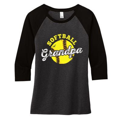 Softball Grandpa Grandfather FatherS Day Women's Tri-Blend 3/4-Sleeve Raglan Shirt