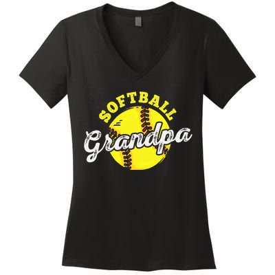 Softball Grandpa Grandfather FatherS Day Women's V-Neck T-Shirt