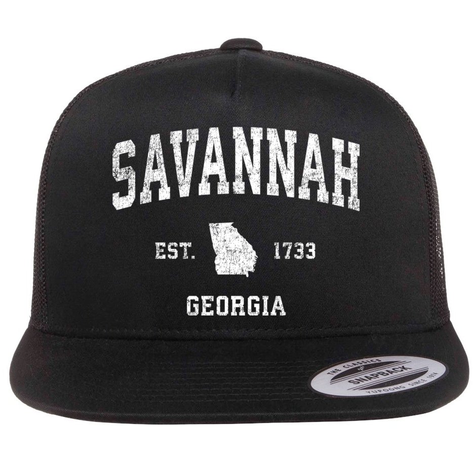 Savannah Georgia Ga Vintage Sports Flat Bill Trucker Hat