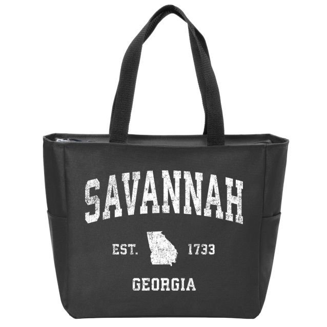 Savannah Georgia Ga Vintage Sports Zip Tote Bag