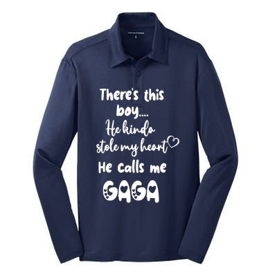 Special Grandma Grandmother This Boy Calls Me Gaga Silk Touch Performance Long Sleeve Polo