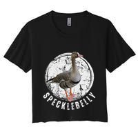 Specklebelly Goose Goose Hunting Speck White Front Women's Crop Top Tee