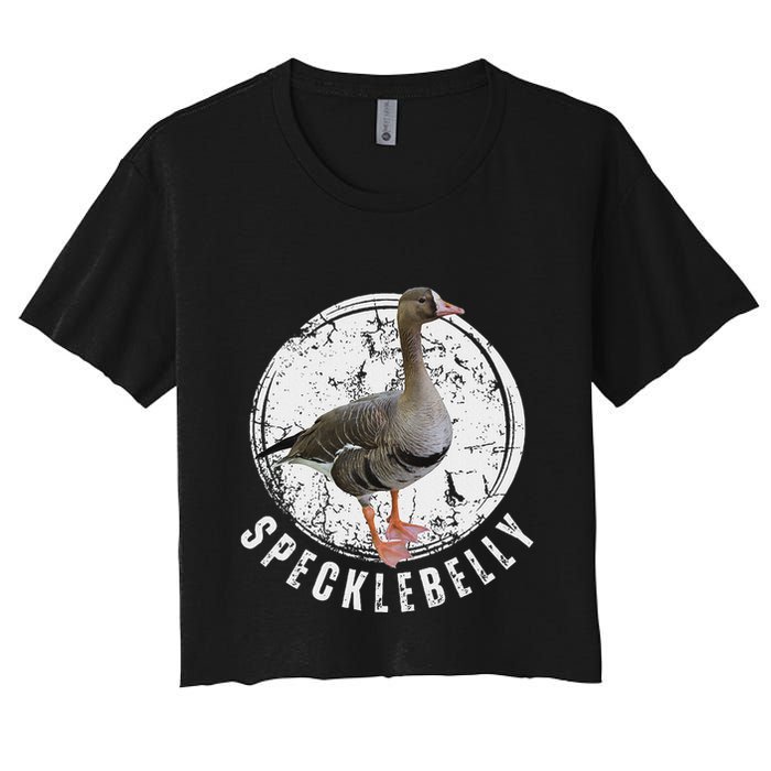Specklebelly Goose Goose Hunting Speck White Front Women's Crop Top Tee