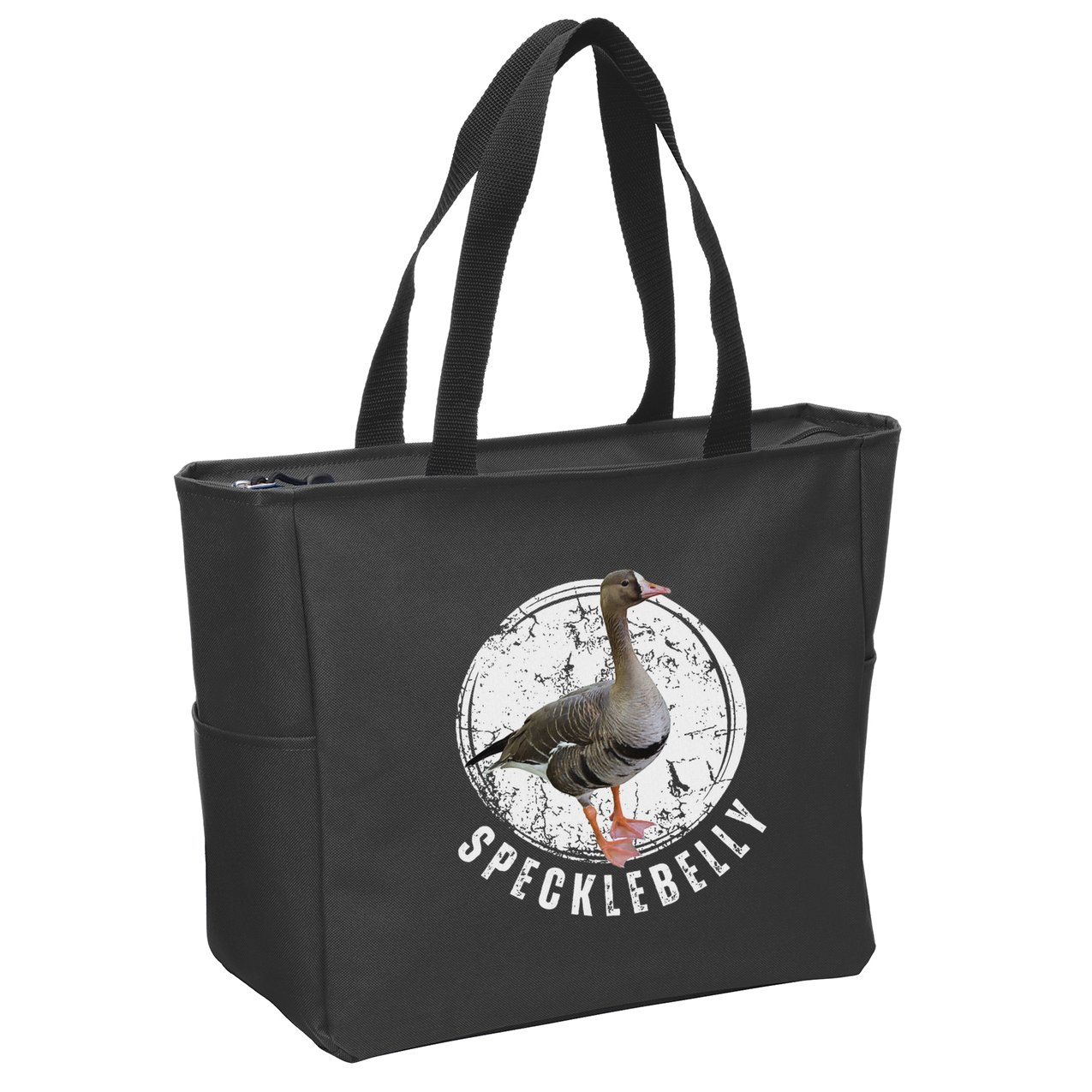 Specklebelly Goose Goose Hunting Speck White Front Zip Tote Bag