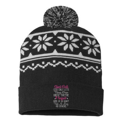 Short Girl God Only Lets Things Grow Until Funny USA-Made Snowflake Beanie