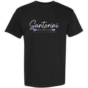 Santorini Greece Greek Flag Holiday Souvenir Garment-Dyed Heavyweight T-Shirt