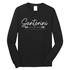 Santorini Greece Greek Flag Holiday Souvenir Long Sleeve Shirt