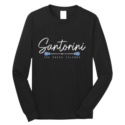 Santorini Greece Greek Flag Holiday Souvenir Long Sleeve Shirt