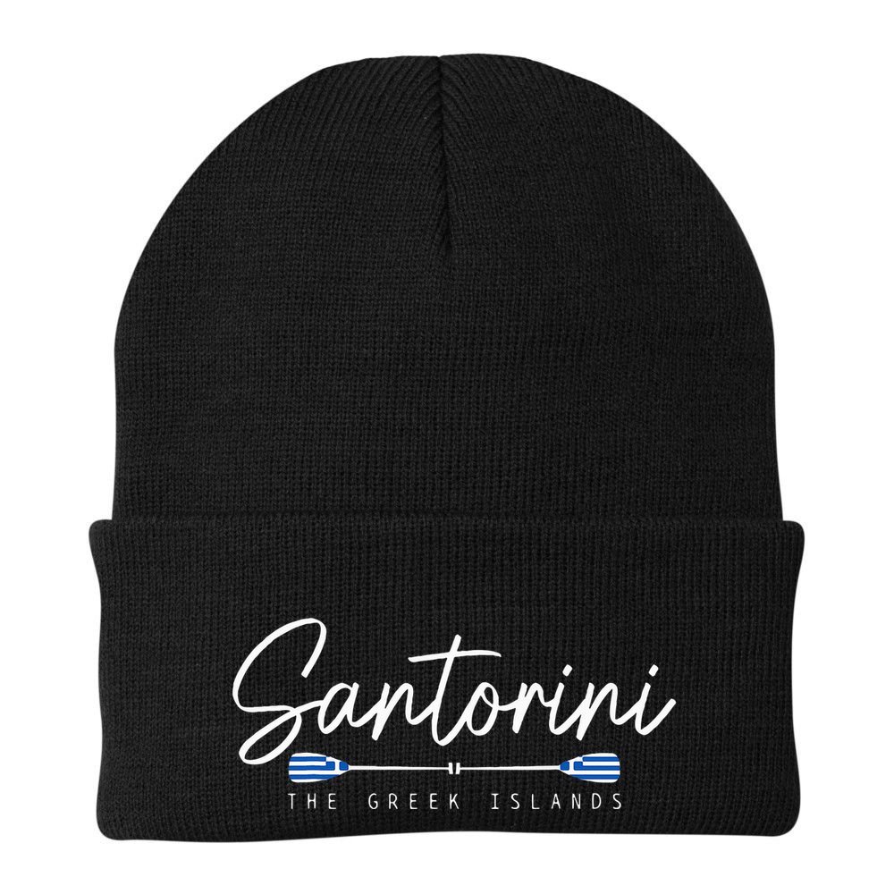 Santorini Greece Greek Flag Holiday Souvenir Beanie