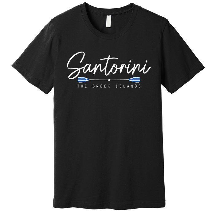 Santorini Greece Greek Flag Holiday Souvenir Premium T-Shirt