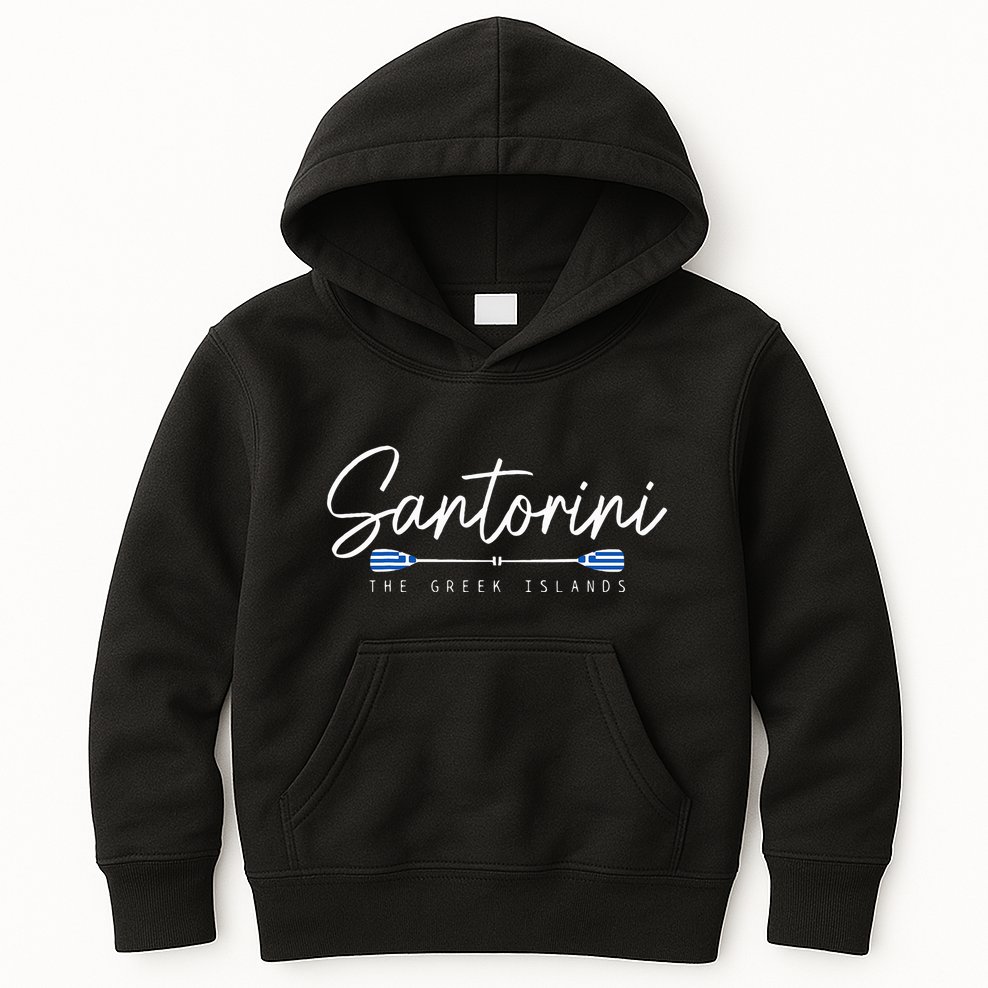 Santorini Greece Greek Flag Holiday Souvenir Kids Hoodie