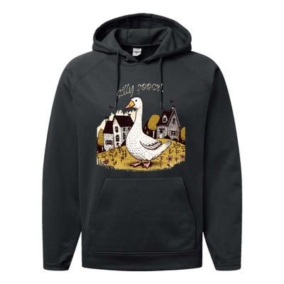 Silly Goose Gift For Her Funny Goose Trendy Clothing Performance Fleece Hoodie