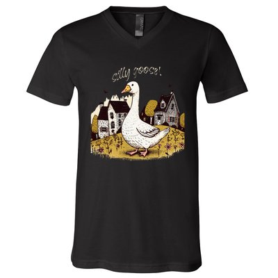 Silly Goose Gift For Her Funny Goose Trendy Clothing V-Neck T-Shirt