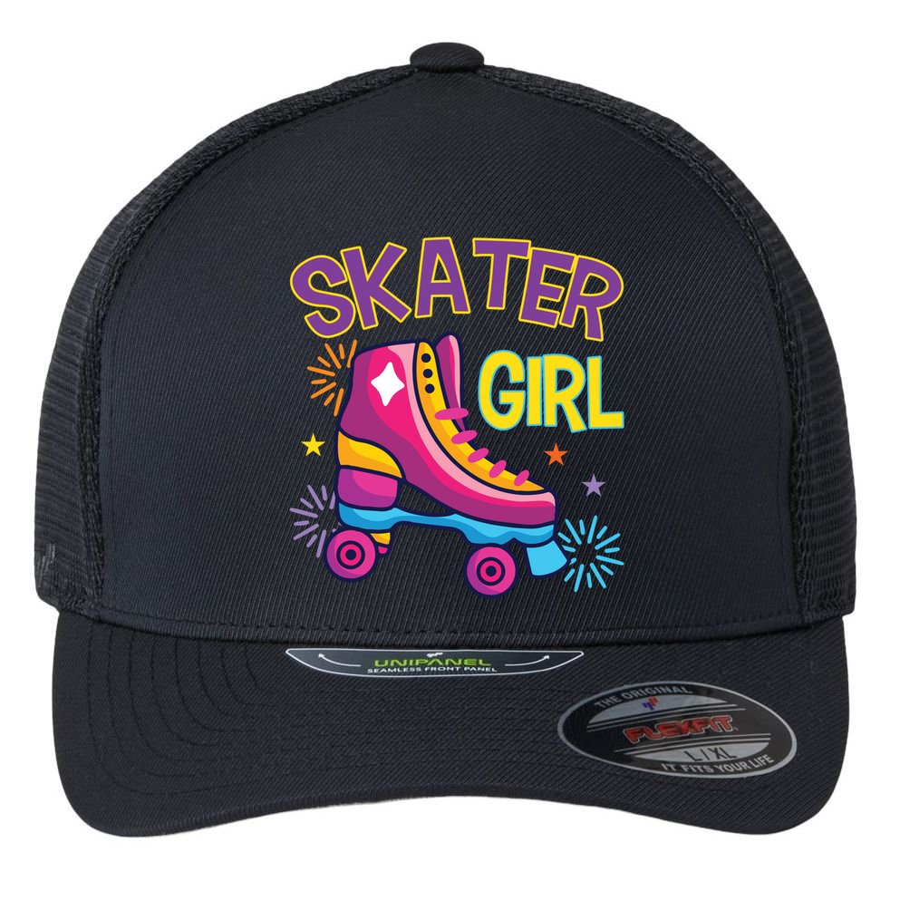 Skater Girl Graphic Roller Skates Inline Skating Skate Sport Cool Gift Flexfit Unipanel Trucker Cap