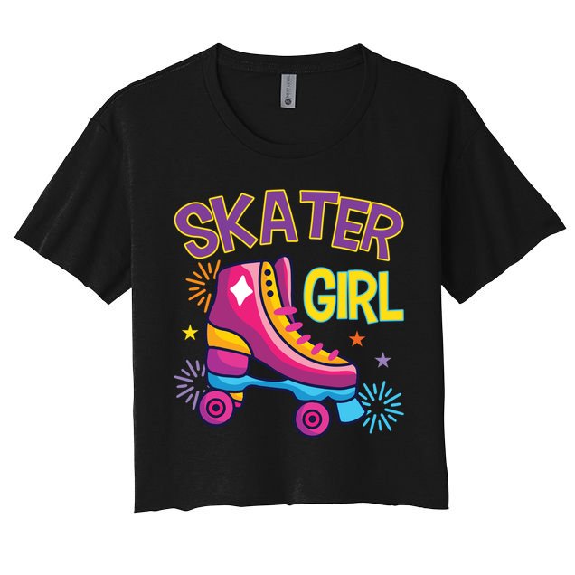 Skater Girl Graphic Roller Skates Inline Skating Skate Sport Cool Gift Crop Top