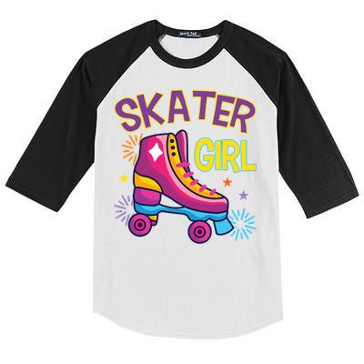 Skater Girl Graphic Roller Skates Inline Skating Skate Sport Cool Gift Kids Colorblock Raglan Jersey