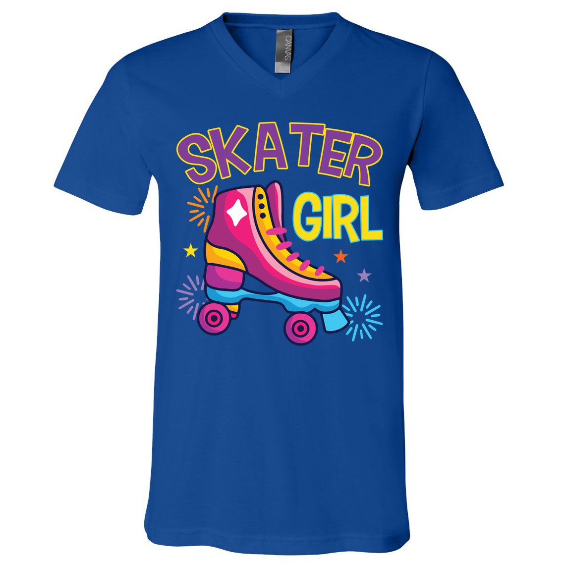 Skater Girl Graphic Roller Skates Inline Skating Skate Sport Cool Gift V-Neck T-Shirt