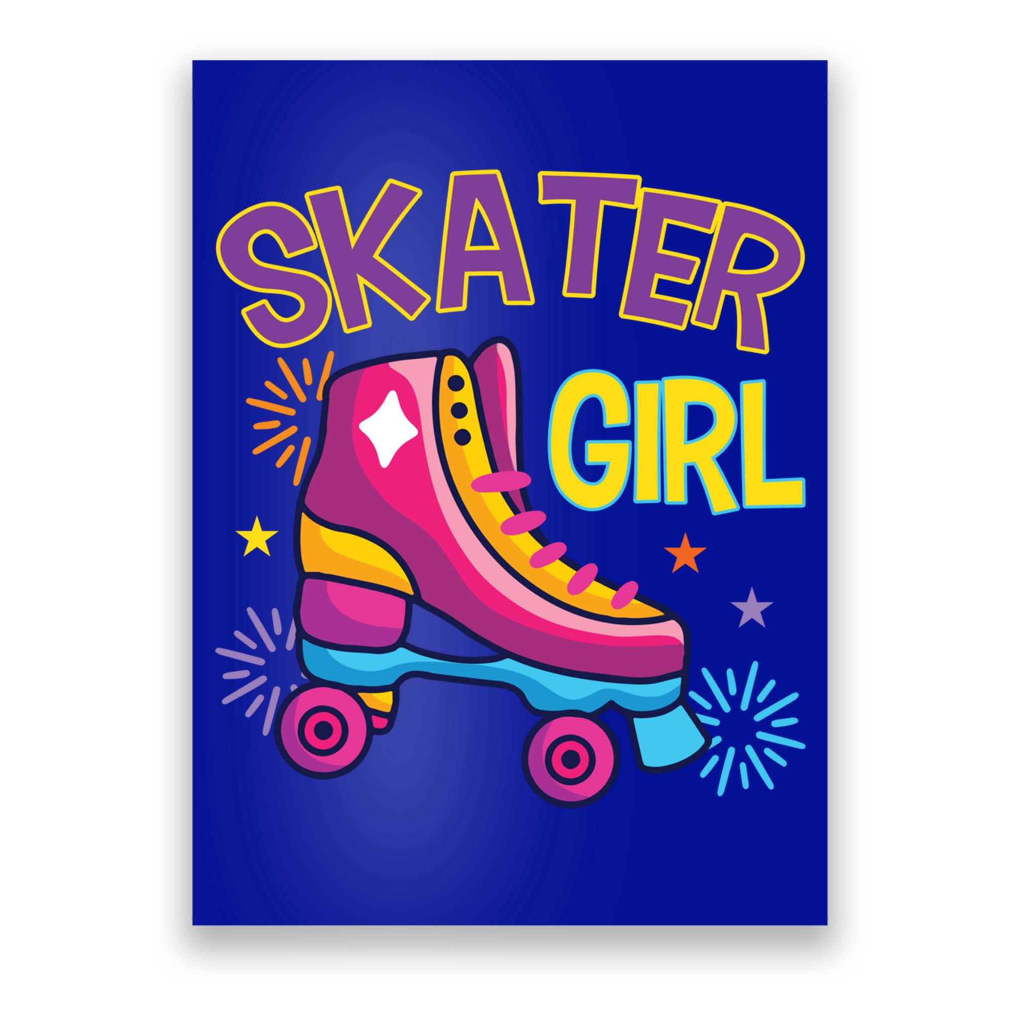 Skater Girl Graphic Roller Skates Inline Skating Skate Sport Cool Gift Poster