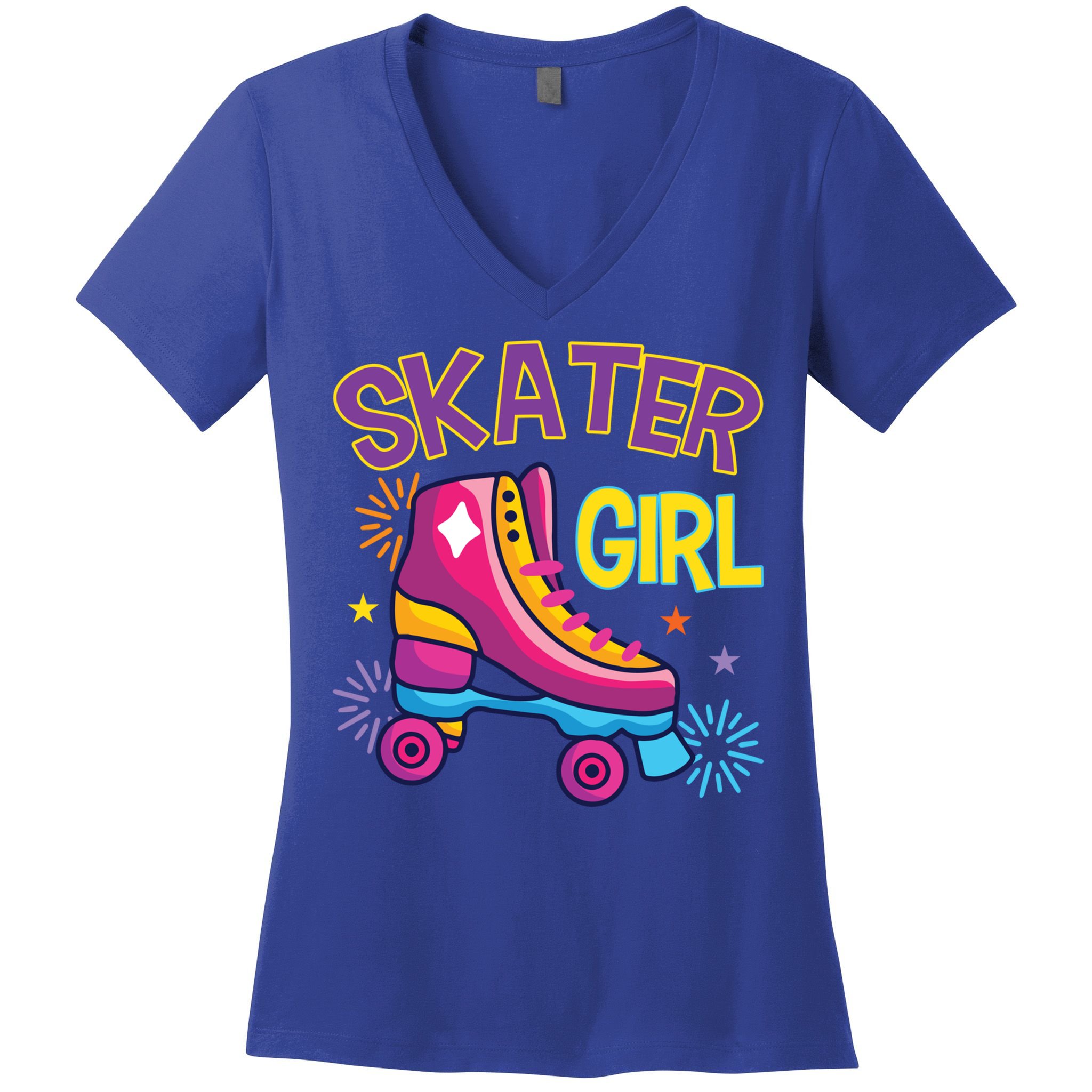 Skater Girl Graphic Roller Skates Inline Skating Skate Sport Cool Gift Women's V-Neck T-Shirt