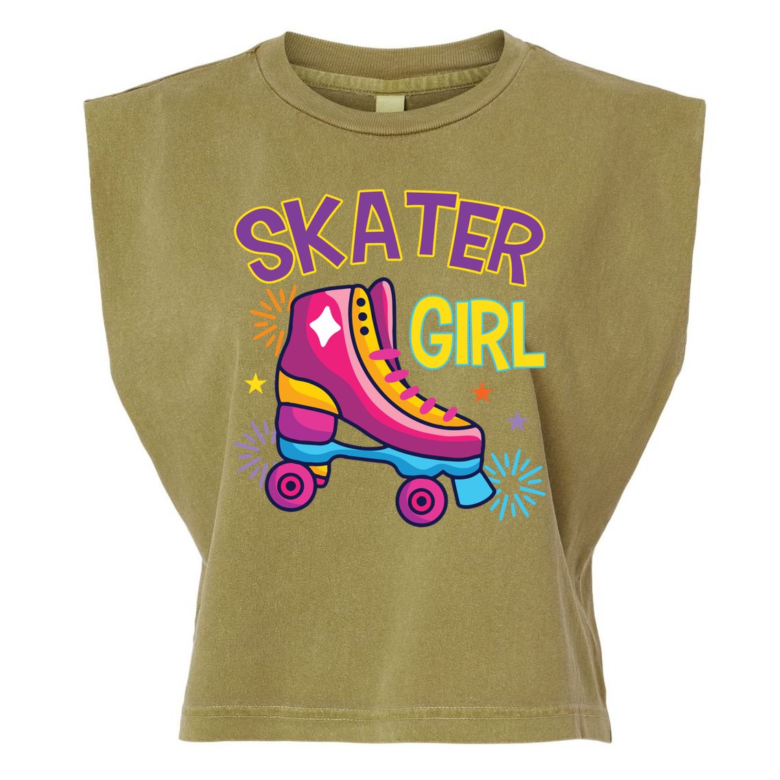 Skater Girl Graphic Roller Skates Inline Skating Skate Sport Cool Gift Garment-Dyed Women's Muscle Tee