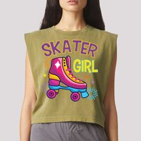 Skater Girl Graphic Roller Skates Inline Skating Skate Sport Cool Gift Garment-Dyed Women's Muscle Tee