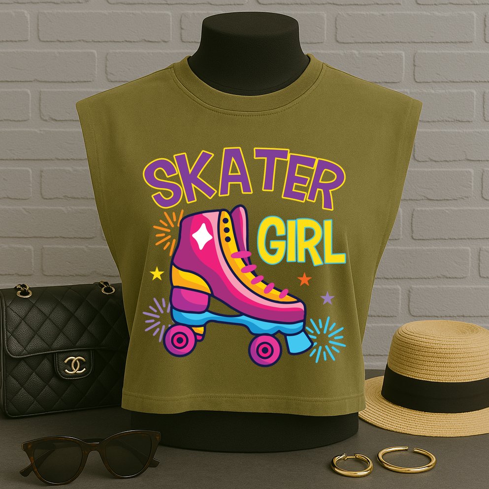 Skater Girl Graphic Roller Skates Inline Skating Skate Sport Cool Gift Garment-Dyed Women's Muscle Tee