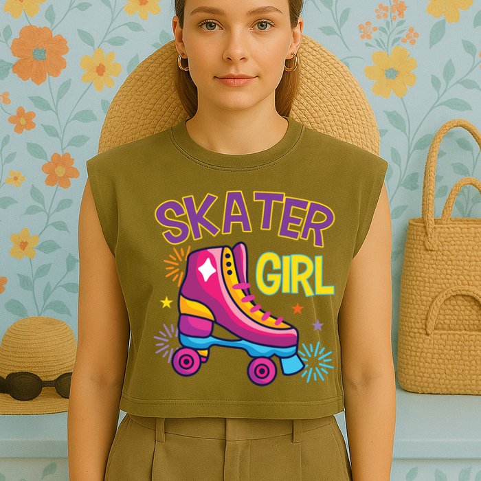 Skater Girl Graphic Roller Skates Inline Skating Skate Sport Cool Gift Garment-Dyed Women's Muscle Tee