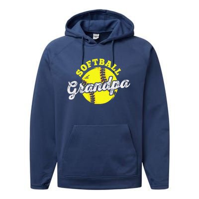 Softball Grandpa Grandfather Fathers Day Performance Fleece Hoodie