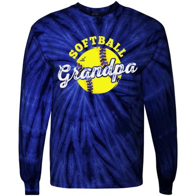 Softball Grandpa Grandfather Fathers Day Tie-Dye Long Sleeve Shirt