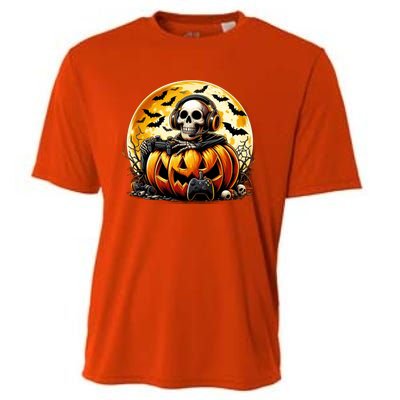 Skeleton Gamer Gaming Controller Halloween Gamer Skeleton Gift Cooling Performance Crew T-Shirt