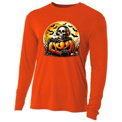 Skeleton Gamer Gaming Controller Halloween Gamer Skeleton Gift Cooling Performance Long Sleeve Crew