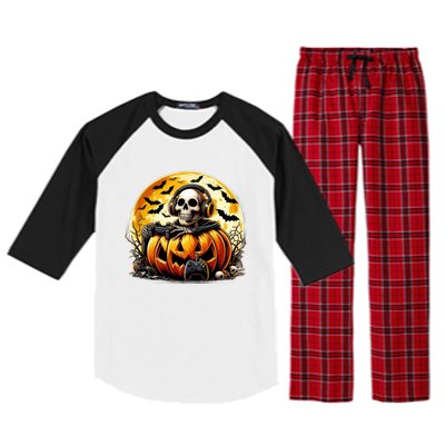 Skeleton Gamer Gaming Controller Halloween Gamer Skeleton Gift Raglan Sleeve Pajama Set