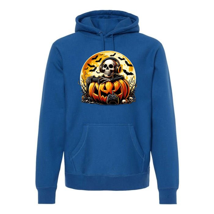 Skeleton Gamer Gaming Controller Halloween Gamer Skeleton Gift Premium Hoodie